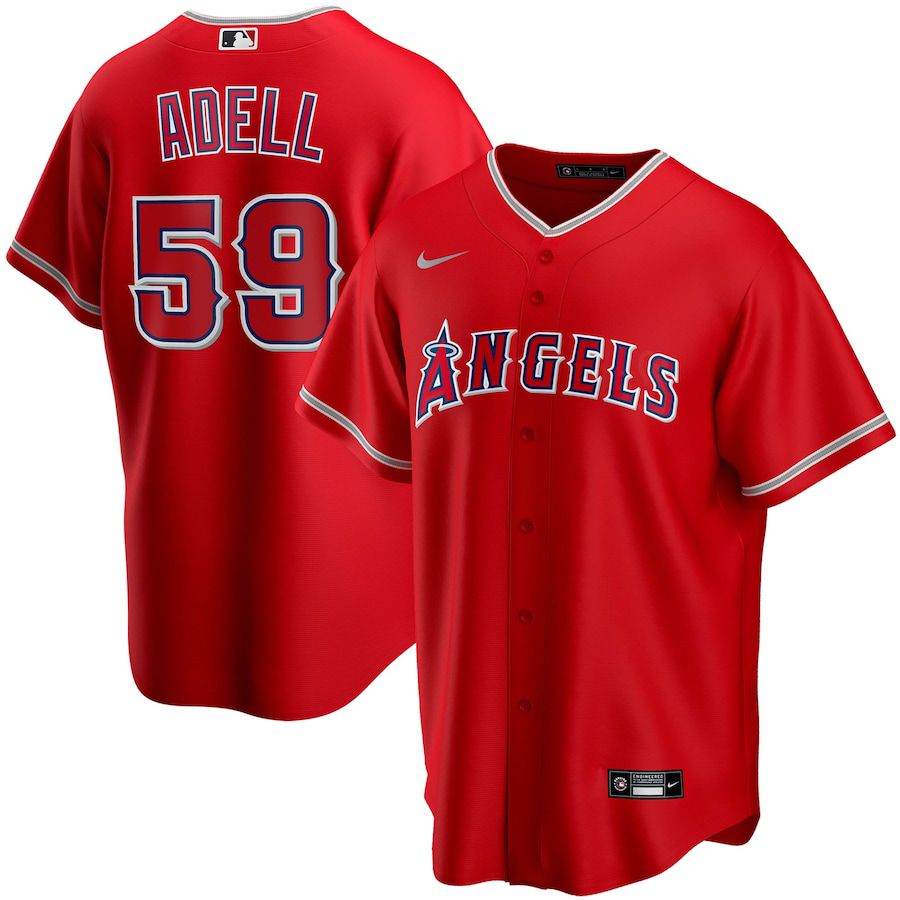 Mens Los Angeles Angels #59 Jo Adell Nike Red Replica Player Name MLB Jerseys